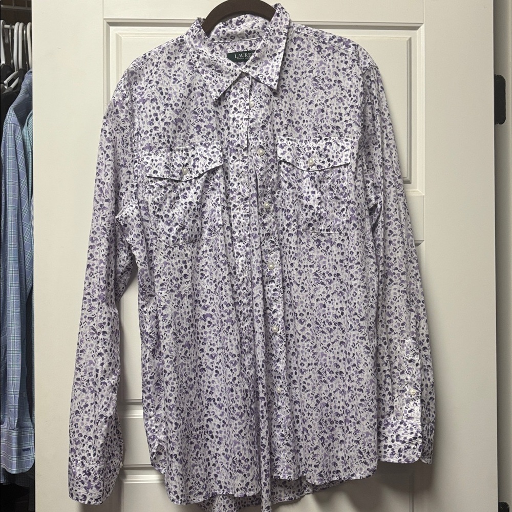 Unique Purple Floral Ralph Lauren Top - Like New